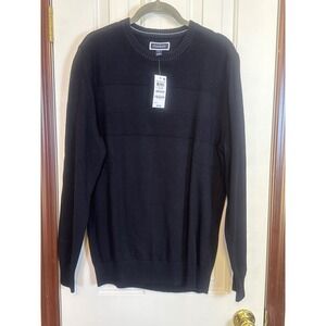 Club Room Sweater Crew Neck Pullover‎ Knit Long Sleeve Deep Black Medium